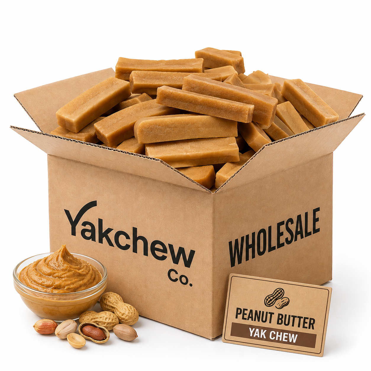 Peanut Butter Yak Chew Dog Treat Bundle Nutty Flavor, Long-Lasting Chew, High Protein Snack, 25 kg Wholesale Pack
